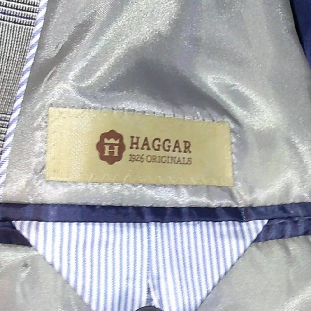 Haggar 1926 Originals Men's Gray Plaid Blazer Sport Coat Jacket 46L‎ NWOT